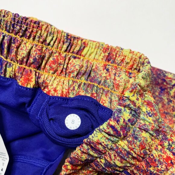 Lululemon Seawheeze 2019 Hotty Hot Shorts 4” Yellow / Purple WDSM/PGB NWT Size 8 - Picture 5 of 7